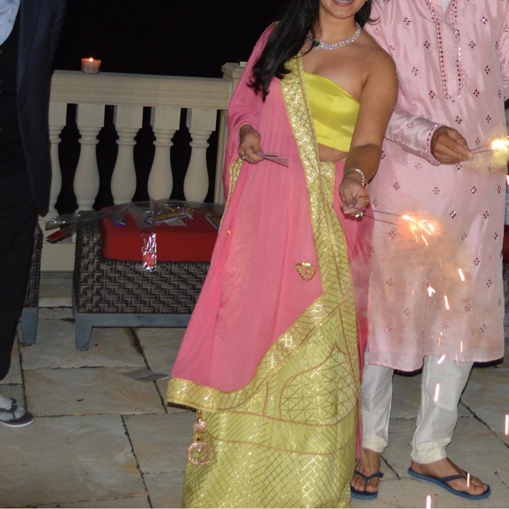 Lime green lengha